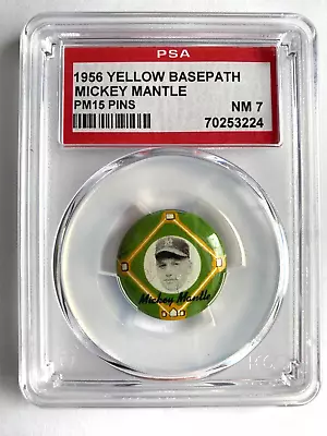 1956 Yellow Basepath Pins #20 Mickey Mantle  PSA NM 7  #70253224  YANKEES • $3978.78