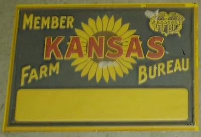 1960's KANSAS SIGN ORIGINAL SUNFLOWER SIGN EMBOSSED VINTAGE KANSAS FARM BUREAU • $60