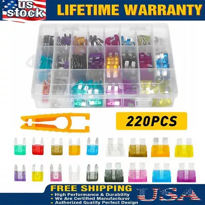 220x Car Fuses Assortment Kit ATM APM Blade Fuses Automotive Standard & Mini • $7.79