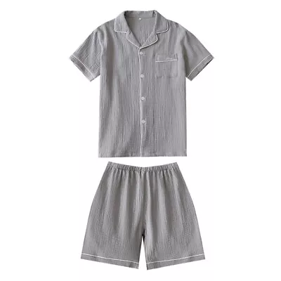  Night Wear For Man Men Summer Shorts Pajama And Women Lovers Sleeve Gauze • $25.49