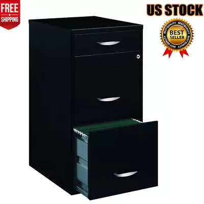 $62 • Buy 18  W Office Filing Cabinet 3 Drawer Organizer File With Lock Home Under Desk US