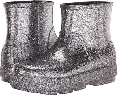 UGG Drizlita Glitter Rain Boots Faux Fur Lined Booties Grey Waterproof Size 7 • $74.99