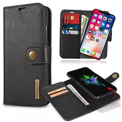$26.99 • Buy For Apple IPhone X 8 7 Plus Luxury Flip REAL Leather Wallet Card Slot Case Stand