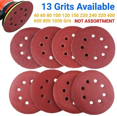 5inch Sanding Discs 40-1000 Grit Hook Loop 8-Hole Orbital Sander Paper Sandpaper • $9.99