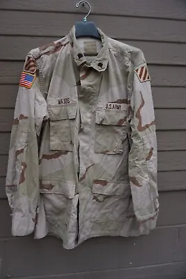 US Army Desert 3 Color Camo Coat Size Large Long As Worn Excellent (@ Rack B) • $23