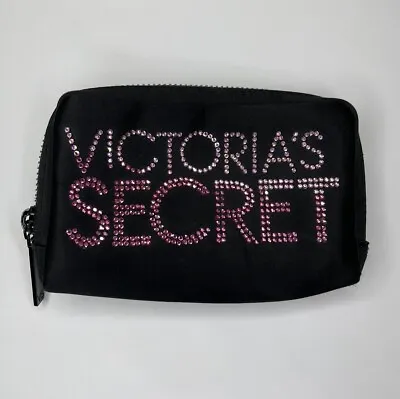 Victorias Secret Jeweled Cosmetic Bag - Black And Pink • $17.99