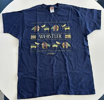 Vintage Whistler Canada T-Shirt Made In Canada Deer Elk Bear Bird Water XL • $14.36