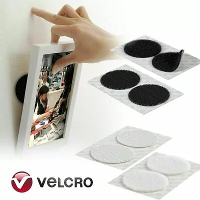 HEAVY DUTY VELCRO® WHITE & BLACK SELF ADHESIVE COINS Stick On Industrial Dots • £2.50