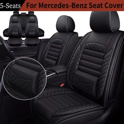 For Mercedes-Benz Full Set PU Leather Car 5 Seat Covers Front Rear Protector Pad • $89.90