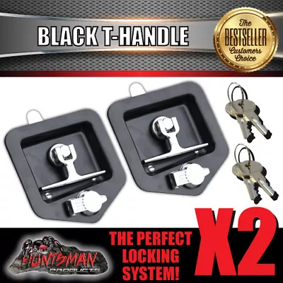 X2 Black T Handle Lock & Studs Flush Mount Stainless Steel Tool Box Trailer • $54