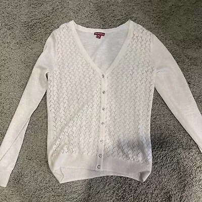 Merona Sweater Size Medium Ivory And  Gold Sparkle Knit Cardigan • $14.97