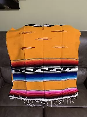 Traditional Mexican Serape Poncho Blue/Red/Pink/orange Wool Blanket Quality OS • $19.97