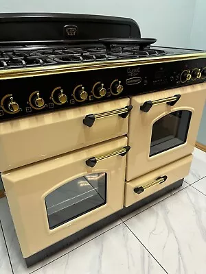 RANGEMASTER CLASSIC 110CM DUAL FUEL RANGE COOKER IN CREAM AND BRASS. Ref--ED145 • £1190