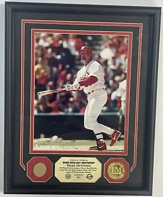 MARK McGWIRE Highland Mint Game Used Bat/24kt Gold 8x10 #61/643 HR Record Serial • $19.99