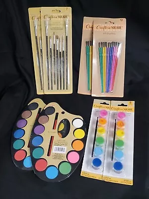 Lot Of 8 Crafter's Square Paint Set Includes Paint & Brushes ALL NEW SEALED • $49.99