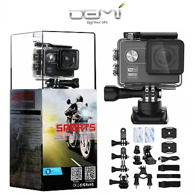 New DEMi Action Camera HD Waterproof LCD WiFi Compatible GoPro Accessories • £35