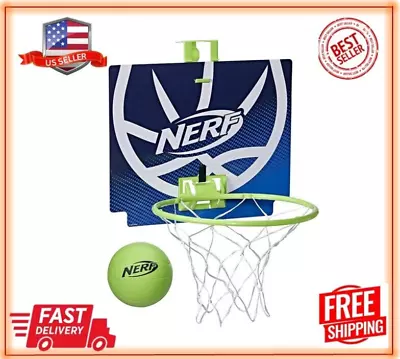 NERF Nerfoop The Classic Mini Foam Basketball And Hoop - Hooks On Doors Blue • $21.98