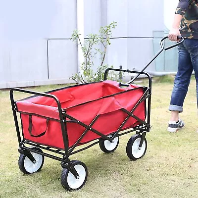 Heavy Duty Foldable Folding Garden Trolley Cart Camping Wagon Truck Wheelbarrow • £36.99