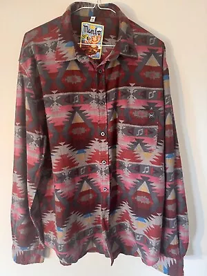 LOUD Mambo Shirt Aztec Music Long Sleeve Cotton Flannel Button Up Size XL • $100