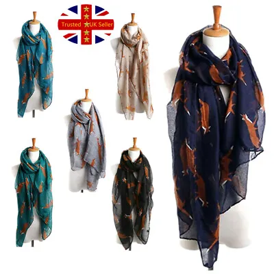 £3.99 • Buy Fox Animal Print Women Ladies Scarf Neck Shawl Stole Wrap Fashion Scarves Soft