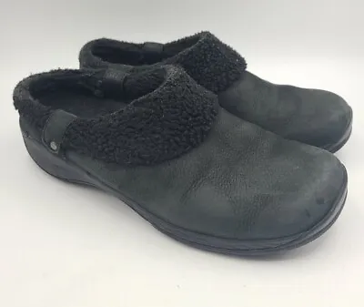Merrell Mule Clogs Womens 8 Black Encore Ice Slide Leather Faux Fur J94912 • $14.99