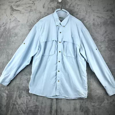 LL Bean Fishing Shirt Men L Buzz Off Insect Shield Hunting Vented Blue • $14.99