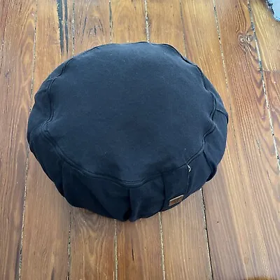 Seat Of Your Soul Black Cotton Round Pillow Meditation Cushion 100% Organic • $18