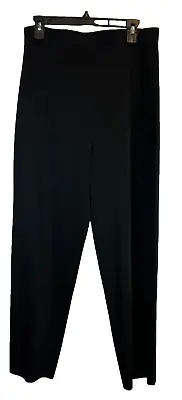 Exclusively Misook Pants Women L Black Pull On Straight Wide Leg Stretch A44 • $31.49
