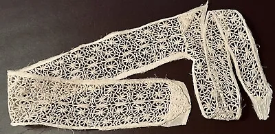 Antique Incredible Maltese Ivory Lace Insertion Remnants Salvage 40  Long • £25.58