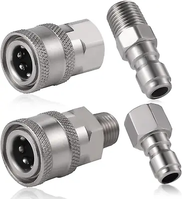 4Pcs Pressure Washer Coupler NPT 1/4 Inch Stainless Steel Quick Connect Fitting • $19.77