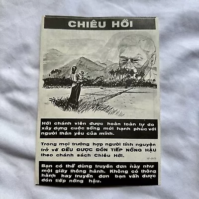 Original Vietnam War Chieu Hoi Psy-Op Propaganda Leaflet ARVN • $65