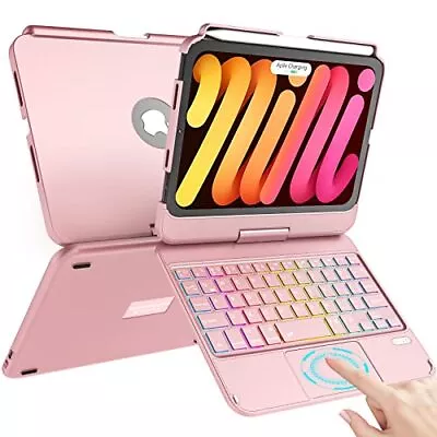 Case For IPad Mini 6 With Keyboard 7 Color Backlit Touch Keyboard Case Pink • $94.04