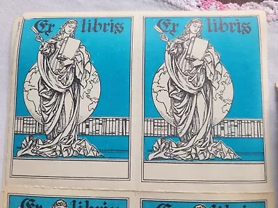 Ex Libris Vintage Illustrated Book Plates W/ Backing Adhesive Set Of 12 • $9