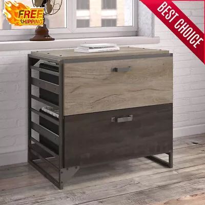 Portable Lateral File Cabinet Industrial Steel Frame Home Office Letter Gray New • $133.95