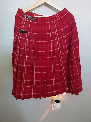 James Pringle Kilt Weavers Of Inverness 100% Wool Skirt Us 14 UK 16 Red Plaid  • $35