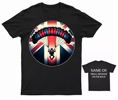 Union Jack Parachute Skydive Tee | British Skydiver Shirt | Patriotic Freefall T • £13.95