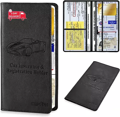 Car Registration & Insurance Card Holder：Auto Glove Box Organizer Document Walle • $16.43