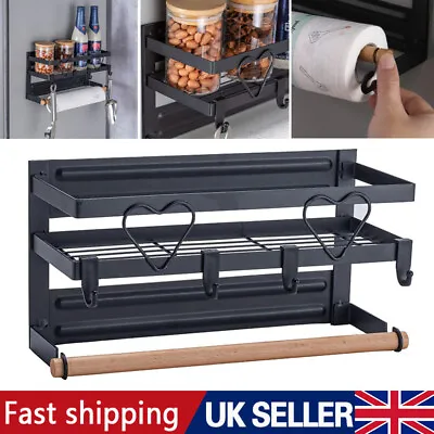 Magnetic Fridge Rack Refrigerator Side Storage Shelf Spice Jars Organizer 4Hooks • £10.99