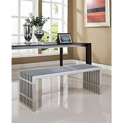 Modern Mid-Century Stainless Steel Accent Bench • $222