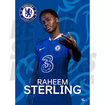 Chelsea FC Sterling 22/23 Headshot Poster OFFICIALLY LICENSED PRODUCT A4 A3 A2 • £5