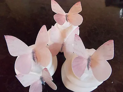 12 PRECUT Pale Pink Edible Wafer/rice Paper Butterflies Cake/cupcake Toppers • £2.85