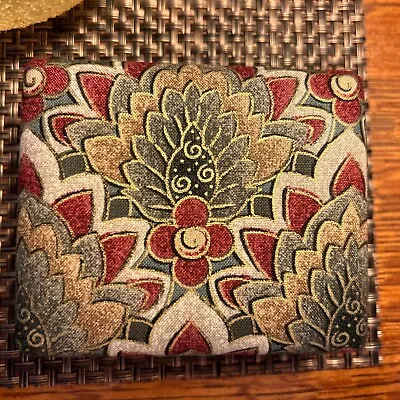 Vintage Tapestry Floral Hard Case Travel Jewelry Small Box ~ 3 3/4 X 3”~ 1 1/4” • $18