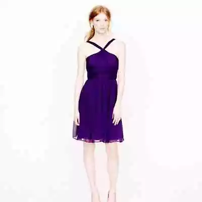 J. Crew Sinclair Dress Silk Chiffon Purple • 16 • $79