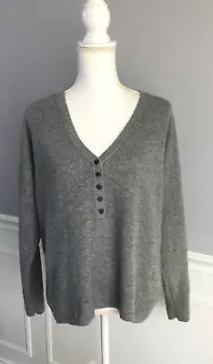 J.Crew Madewell V-Neck Waffle Knit Oversize Sweater~Gray~Wool Alpaca Blend~M~EUC • $15.99