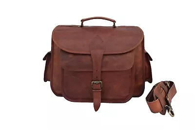 Vintage Leather Satchel Camera Bag DSLR SLR Padded Case Messenger Crossbody Bags • $79.99