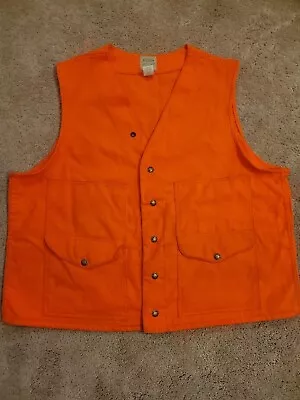 $150 • Buy VINTAGE Filson Blaze Orange Hunting Vest Model 12 Sz48 MADE IN U.S.A.