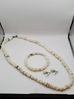 Vintage 1980 Hawaiian Puka Shell Necklace Bracelet Earring Lot • $74.99