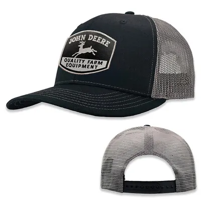 John Deere Moline 112 Fit Themed Mens Cotton/Mesh Trucker Hat/Cap Black/Charcoal • $32