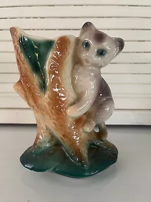  Royal Copley Kitty Cat On A Tree Planter Vase Vintage • $17