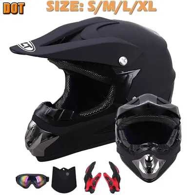 DOT Motorcycle Adult Helmet /Goggles /Gloves Motocross MX ATV Dirt Bike Off Road • $44.64